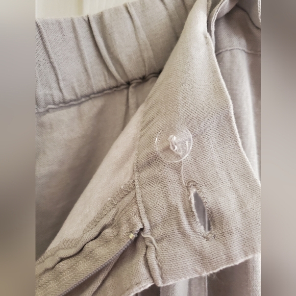 NWT Joie Linen Blend Gray Wide Leg Pants Size L Tie Elastic Waist Pockets - Picture 4 of 9